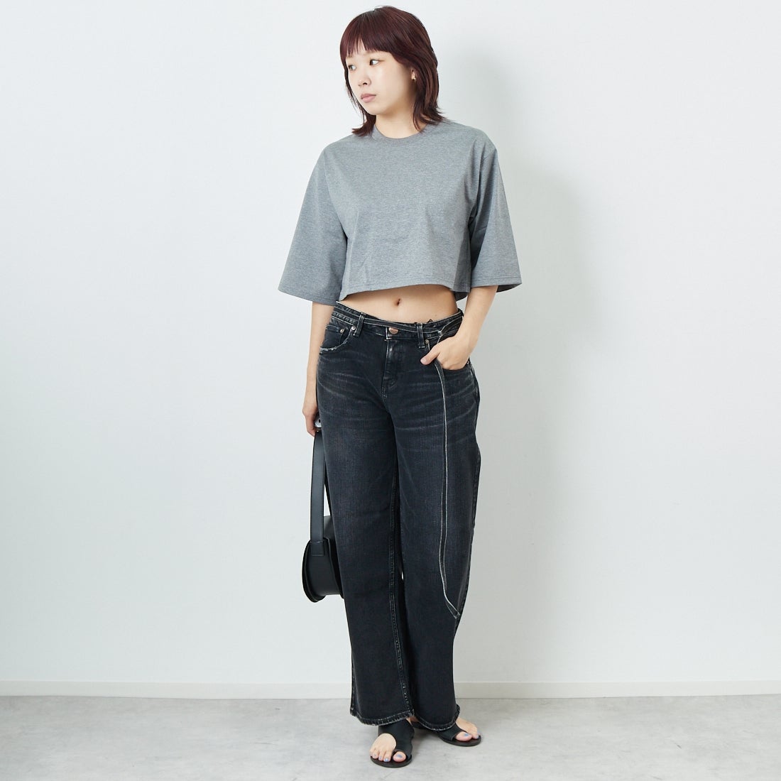 RED CARD TOKYO [レッドカード トーキョー] Idaho ワイドストレートデニム [88W11501BKS] S-BK USED &&モデル身長：167cm 着用サイズ：24&&