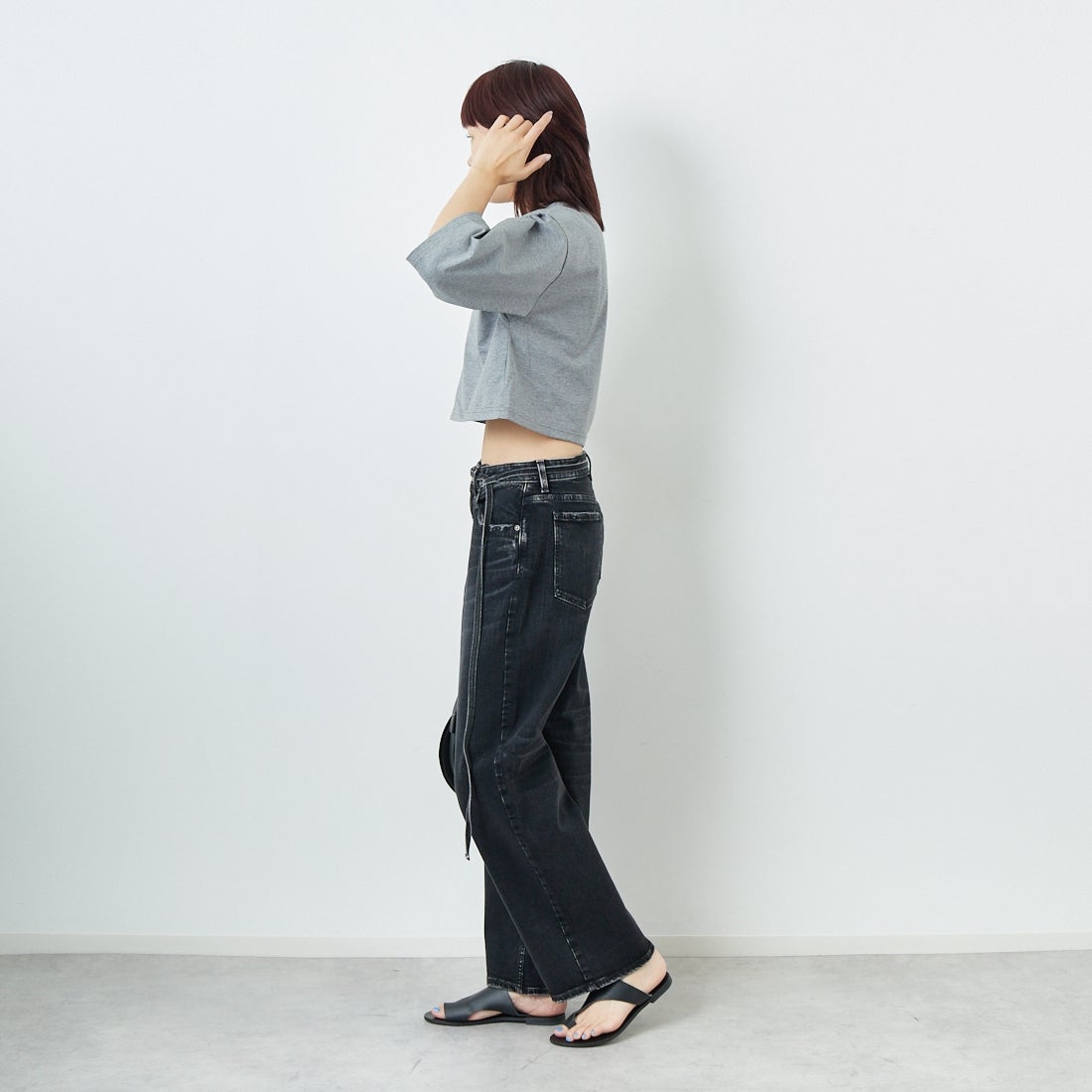 RED CARD TOKYO [レッドカード トーキョー] Idaho ワイドストレートデニム [88W11501BKS] S-BK USED &&モデル身長：167cm 着用サイズ：24&&