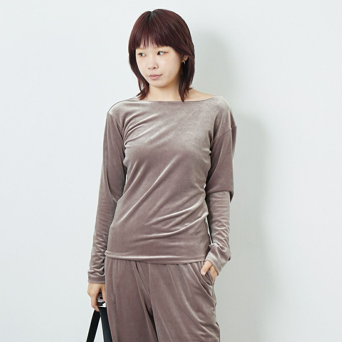 ma couleur　タグ付きパンツ ma couleur [マ クルール] シルキーサテン ダブルクロスタックワイド