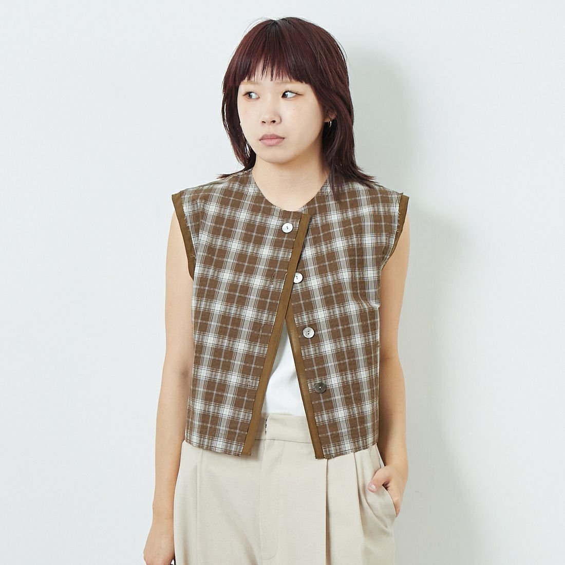 CHIGNON [シニヨン] チェックノースリーブベスト [4753-323KK