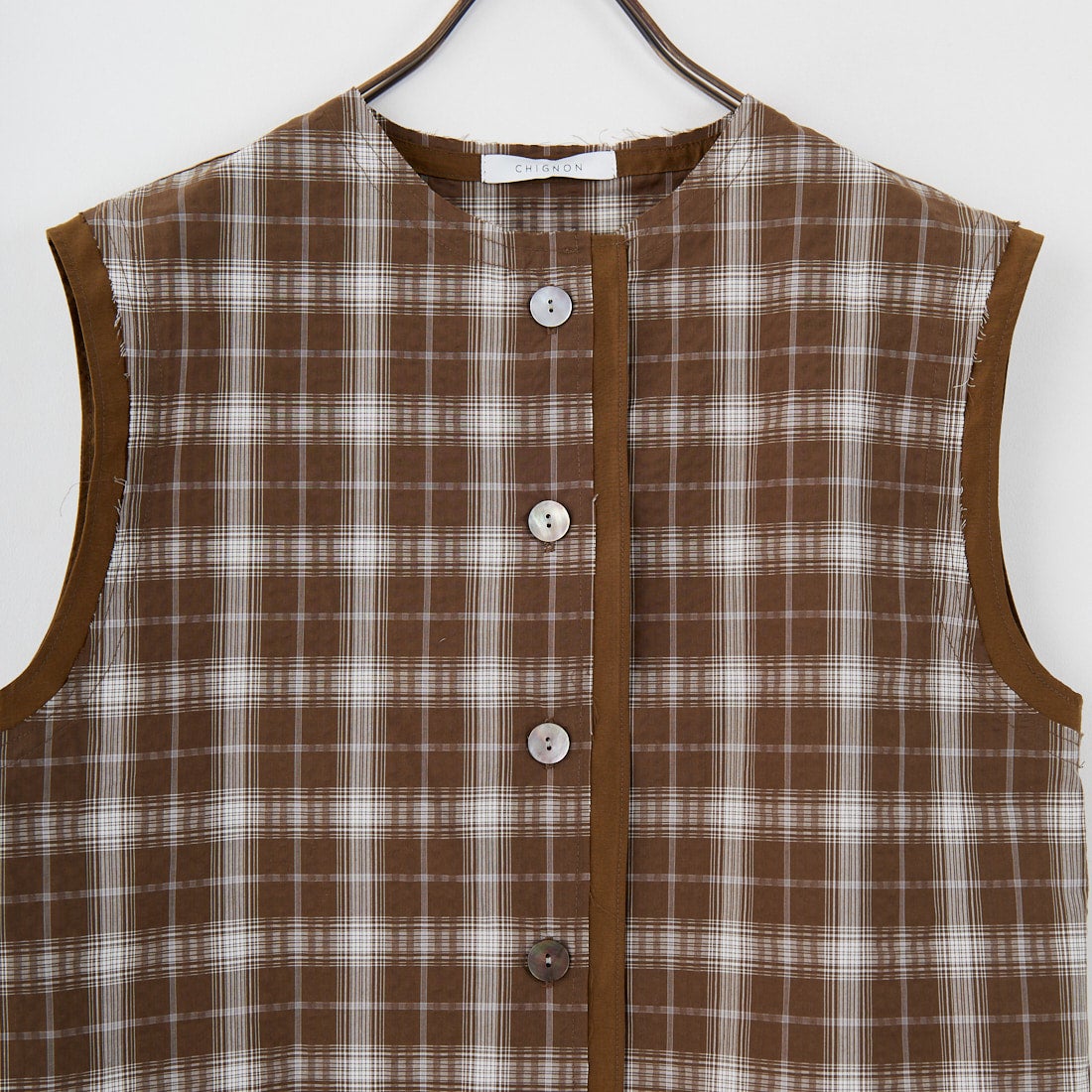 CHIGNON [シニヨン] チェックノースリーブベスト [4753-323KK] KHAKI