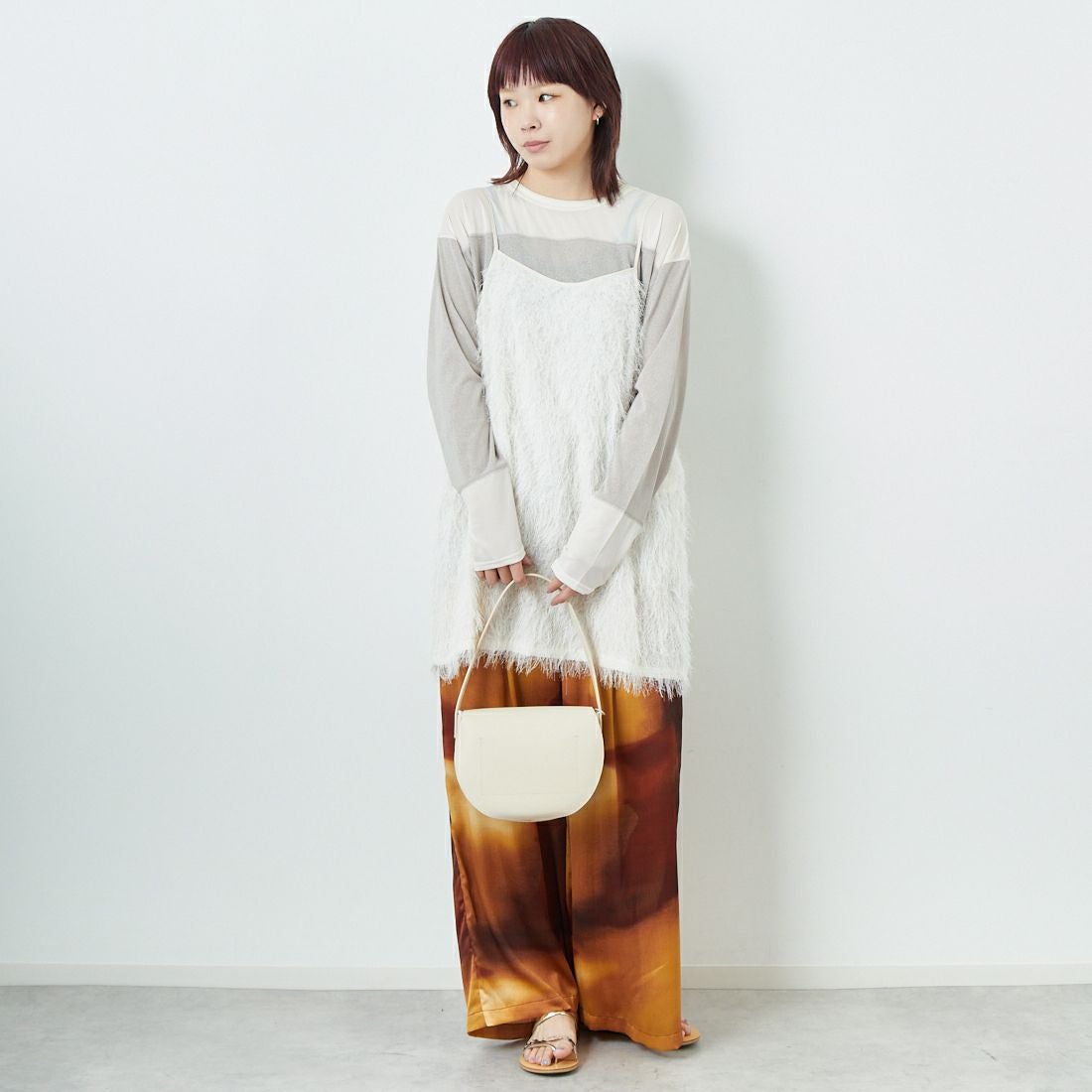 CHIGNON [シニヨン] グラデーションワイドパンツ [3853-364BZ] ORANGE &&モデル身長：167cm 着用サイズ：F&&