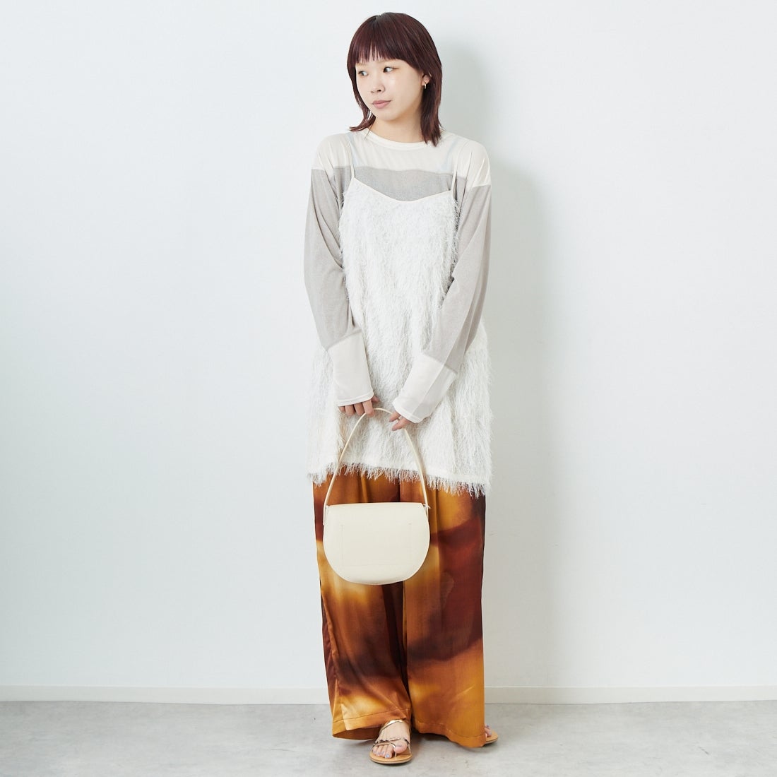 CHIGNON [シニヨン] グラデーションワイドパンツ [3853-364BZ] ORANGE &&モデル身長：167cm 着用サイズ：F&&