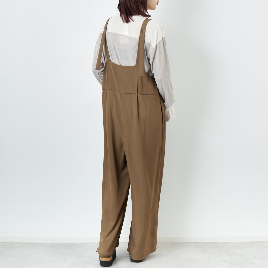 CHIGNON [シニヨン] スクエアサロペット [3653-336KK] BROWN &&モデル身長：167cm 着用サイズ：F&&