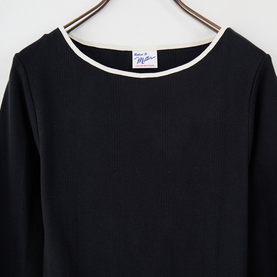 Robert P.Miller [ロバートピーミラー] 別注 配色パネルリブ ボートネックTシャツ [RM254-2041IN-JF] BLACK