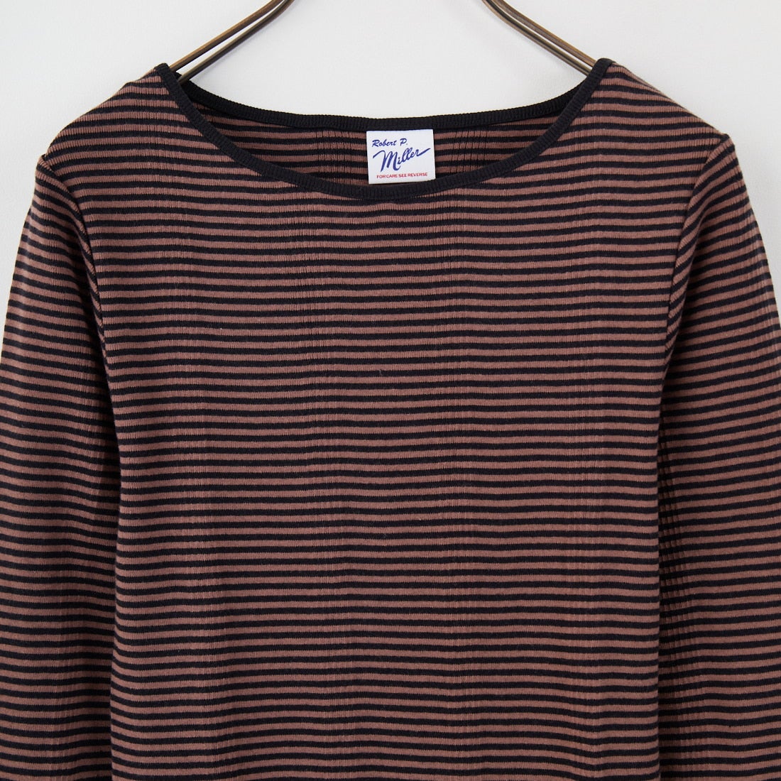 Robert P.Miller [ロバートピーミラー] 別注 配色パネルリブ ボートネックTシャツ [RM254-2041IN-JF] BROWN