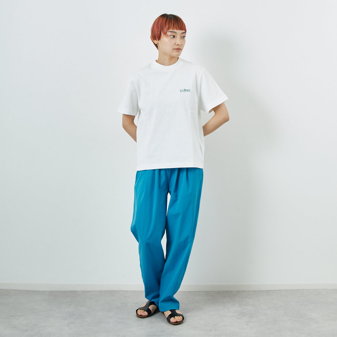 L.L.BEAN [エルエルビーン] ユニオン ショートスリーブTシャツ [5275-0138] 09 WHITE &&モデル身長：160cm 着用サイズ：M&&