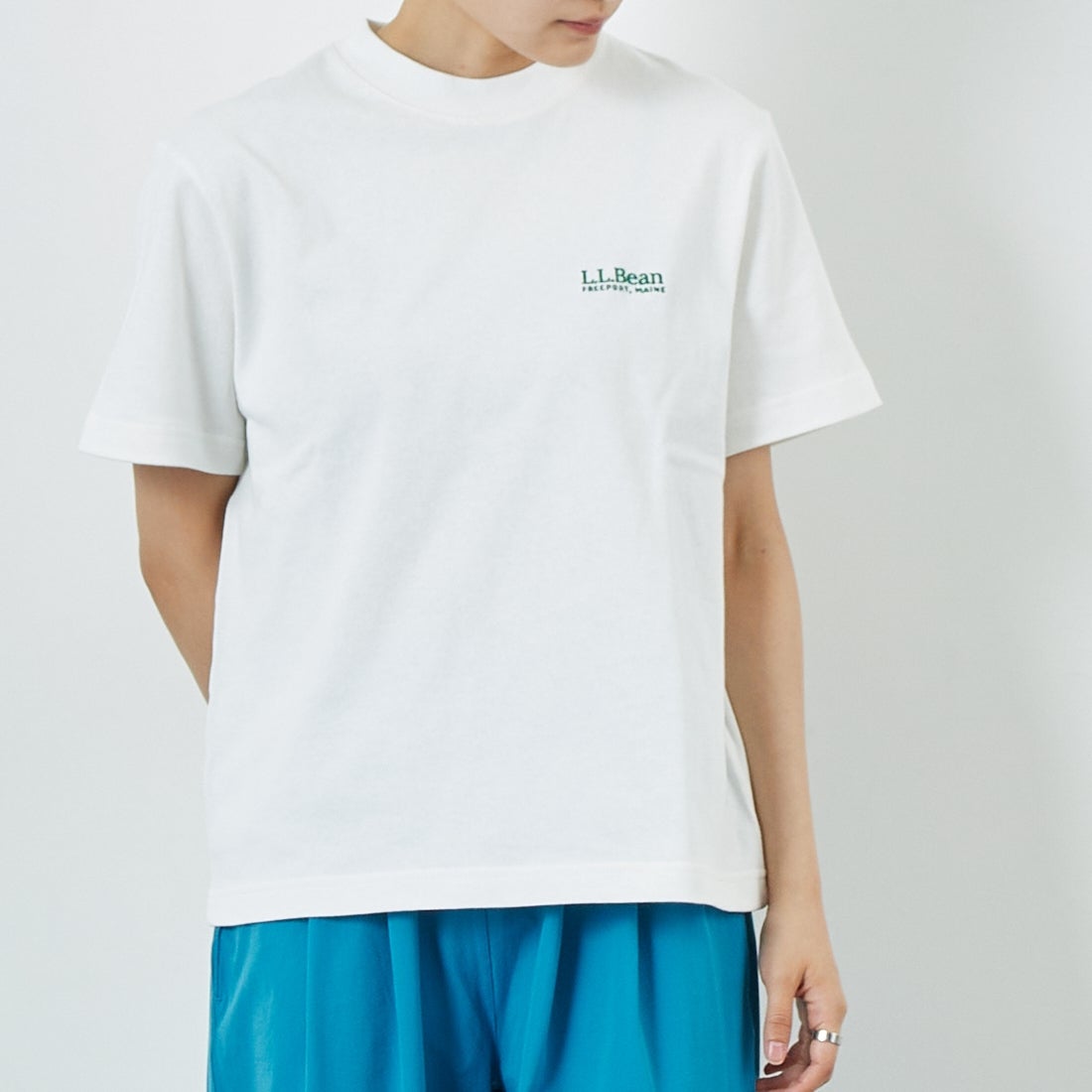 L.L.BEAN [エルエルビーン] ユニオン ショートスリーブTシャツ [5275-0138] 09 WHITE &&モデル身長：160cm 着用サイズ：M&&