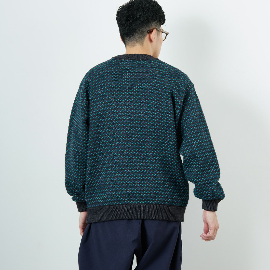 L.L.BEAN [エルエルビーン] Wayne バーズアイセーター [5575-2030] 92 CHR/PLU &&モデル身長：167cm 着用サイズ：M&&