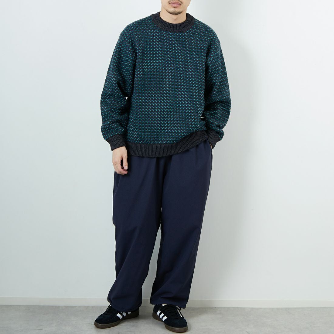 L.L.BEAN [エルエルビーン] Wayne バーズアイセーター [5575-2030] 92 CHR/PLU &&モデル身長：167cm 着用サイズ：M&&