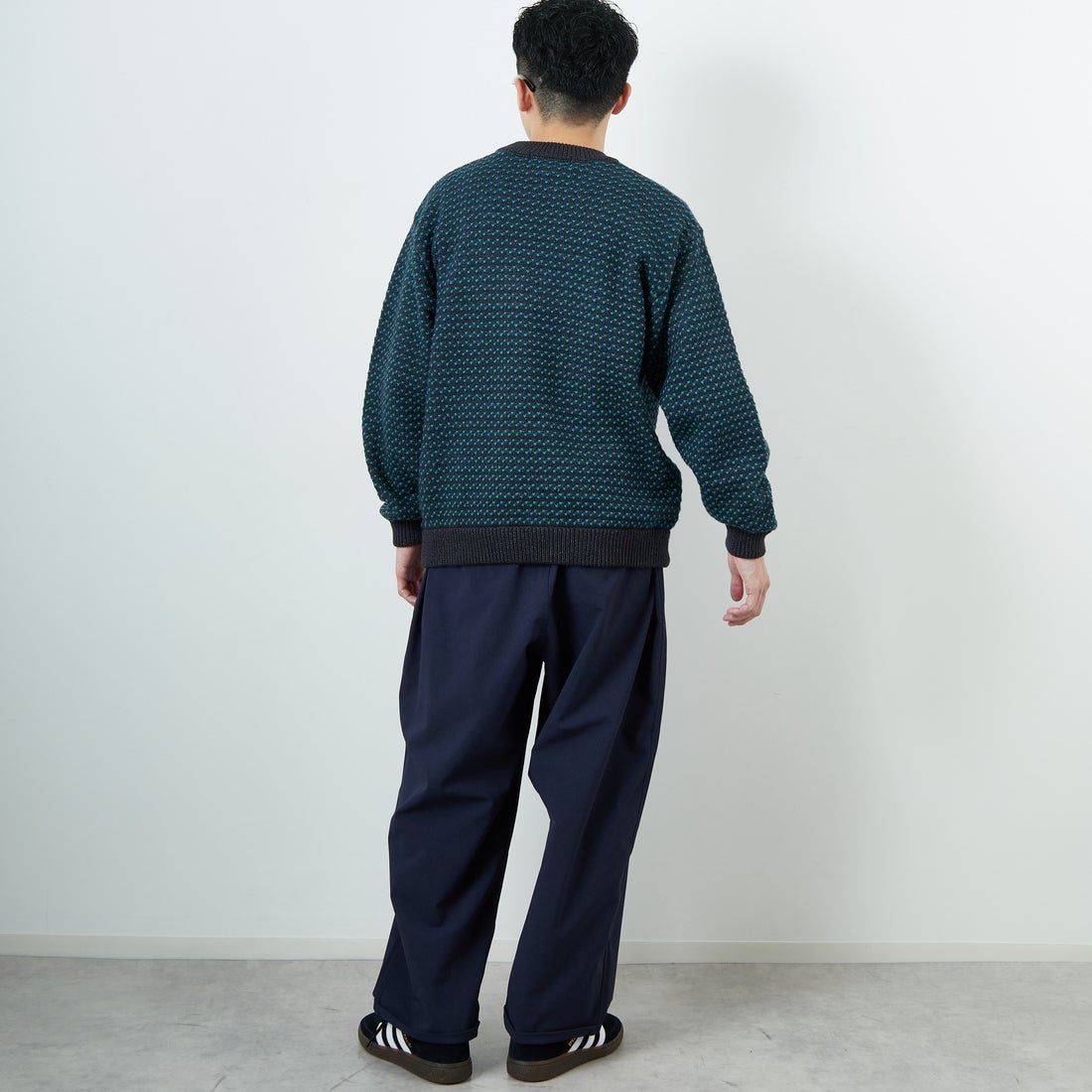 L.L.BEAN [エルエルビーン] Wayne バーズアイセーター [5575-2030] 92 CHR/PLU &&モデル身長：167cm 着用サイズ：M&&