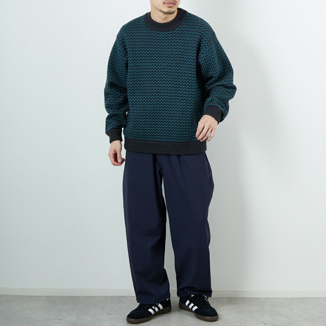 L.L.BEAN [エルエルビーン] Wayne バーズアイセーター [5575-2030] 92 CHR/PLU &&モデル身長：167cm 着用サイズ：M&&