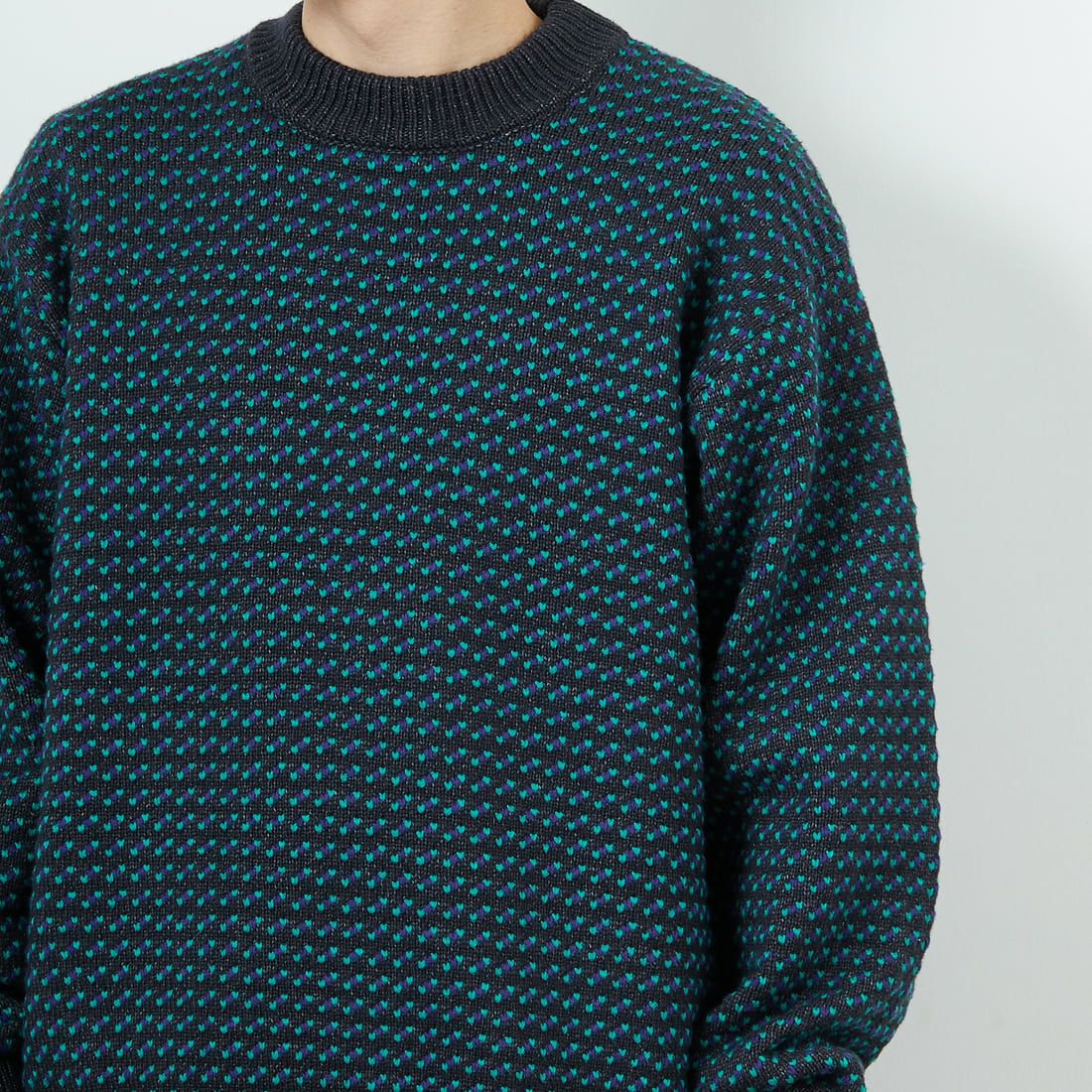 L.L.BEAN [エルエルビーン] Wayne バーズアイセーター [5575-2030] 92 CHR/PLU &&モデル身長：167cm 着用サイズ：M&&