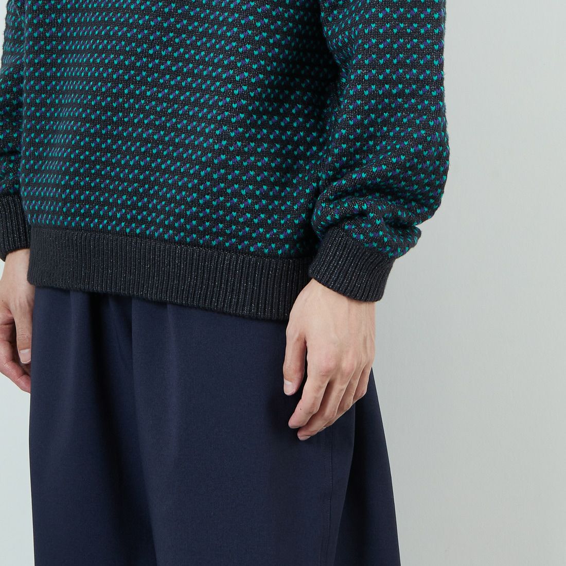 L.L.BEAN [エルエルビーン] Wayne バーズアイセーター [5575-2030] 92 CHR/PLU &&モデル身長：167cm 着用サイズ：M&&