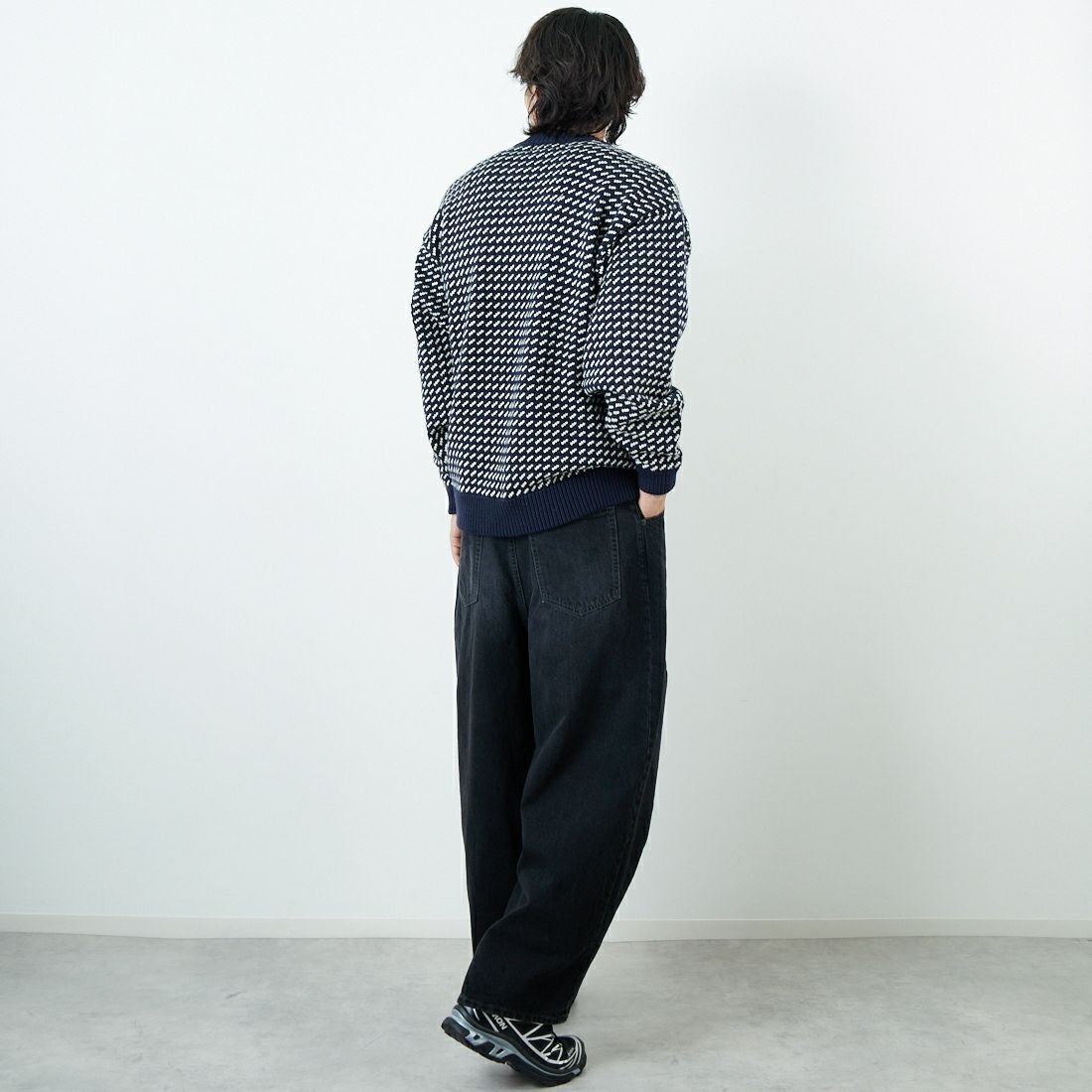 L.L.BEAN [エルエルビーン] Wayne バーズアイセーター [5575-2030] 90 NVY/NAT &&モデル身長：179cm 着用サイズ：L&&