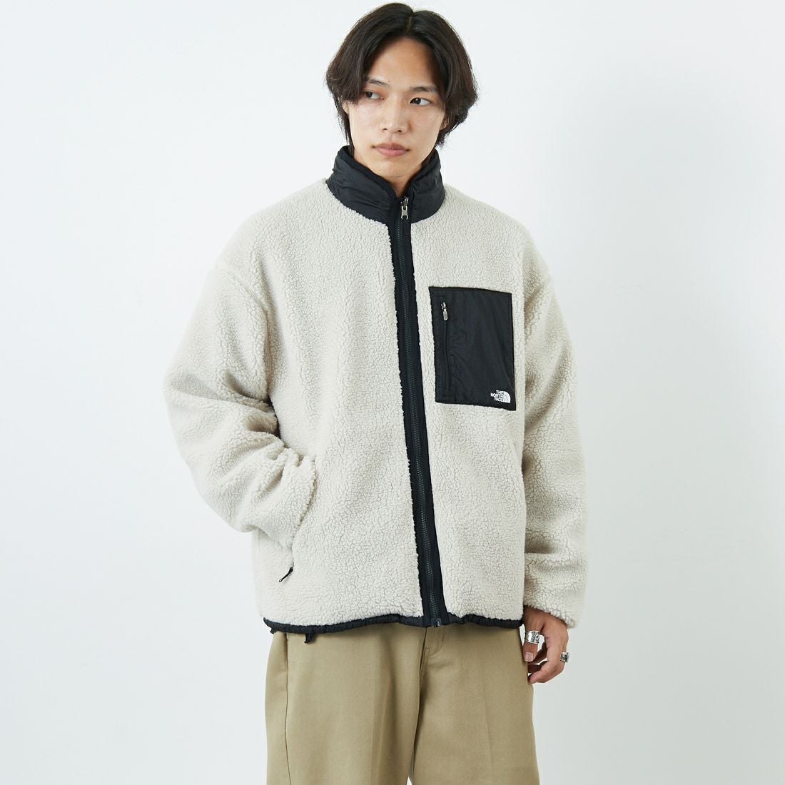 THE NORTH FACE [ザ ノースフェイス] リバーシブル エクストリームパイルフリースジャケット [NP72536] FK &&モデル身長：179cm 着用サイズ：L&&
