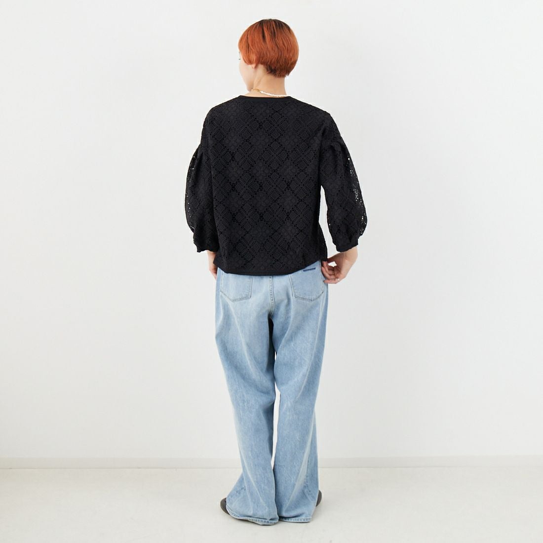 Jeans Factory Clothes [ジーンズファクトリークローズ] レースジャケット [147-28015] 09 ﾌﾞﾗｯｸ &&モデル身長：160cm 着用サイズ：F&&