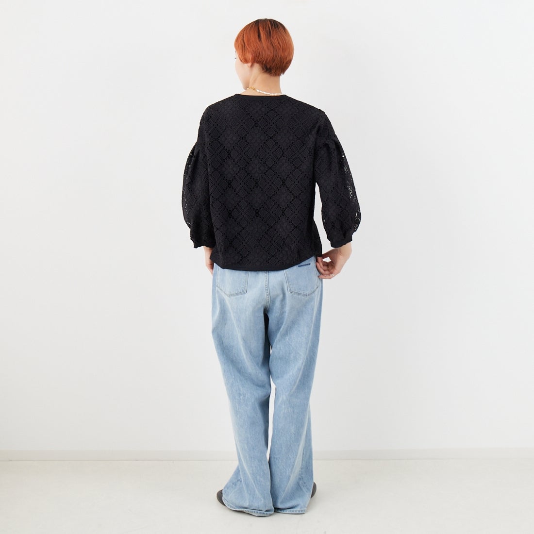 Jeans Factory Clothes [ジーンズファクトリークローズ] レースジャケット [147-28015] 09 ﾌﾞﾗｯｸ &&モデル身長：160cm 着用サイズ：F&&