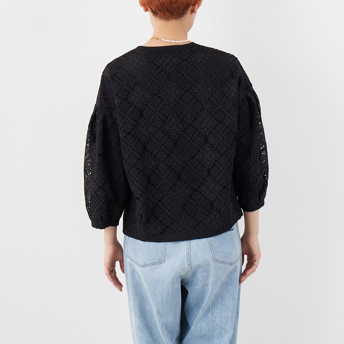 Jeans Factory Clothes [ジーンズファクトリークローズ] レースジャケット [147-28015] 09 ﾌﾞﾗｯｸ &&モデル身長：160cm 着用サイズ：F&&