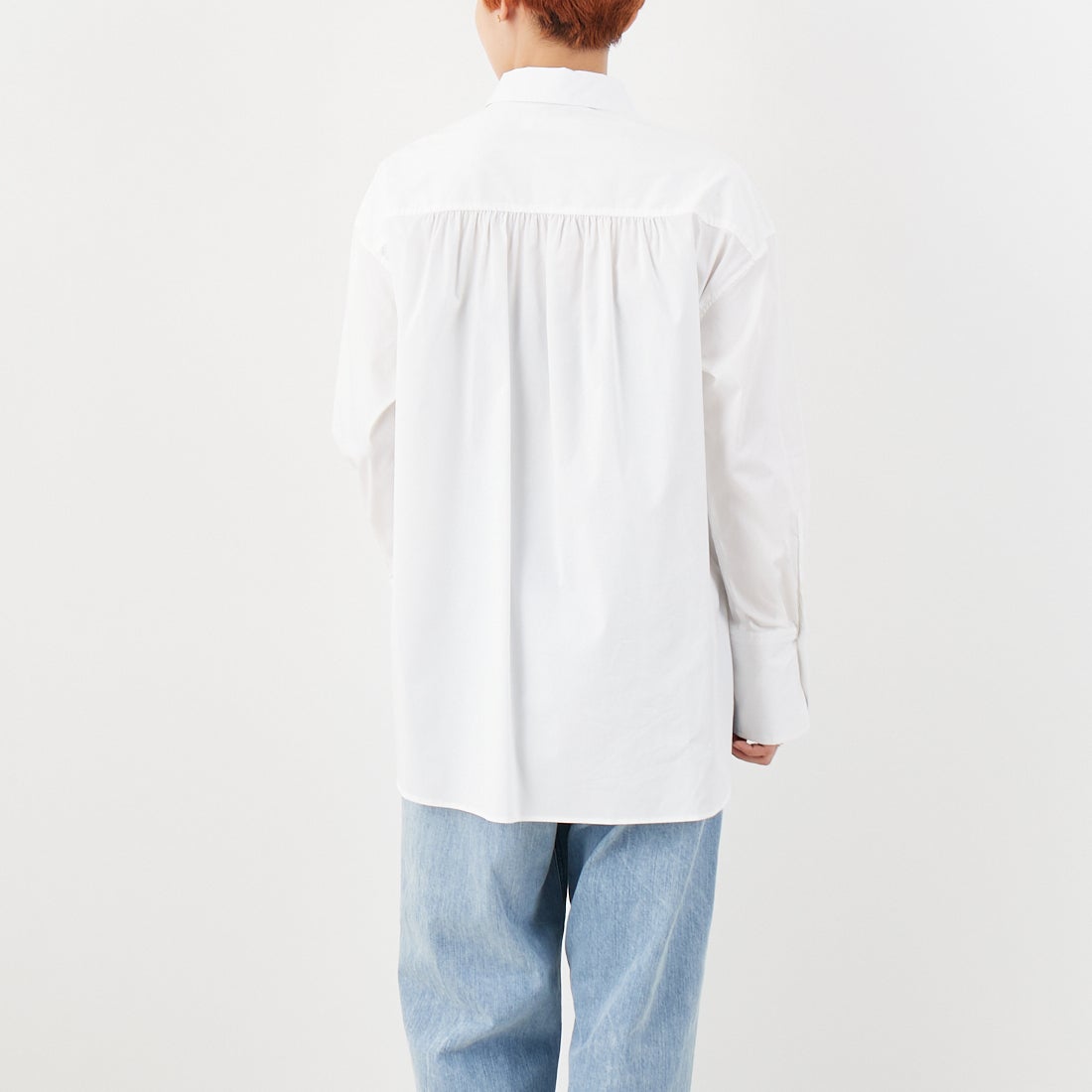 Jeans Factory Clothes [ジーンズファクトリークローズ] ストレッチフリルシャツ [L3118] 110 O.WHT &&モデル身長：160cm 着用サイズ：F&&