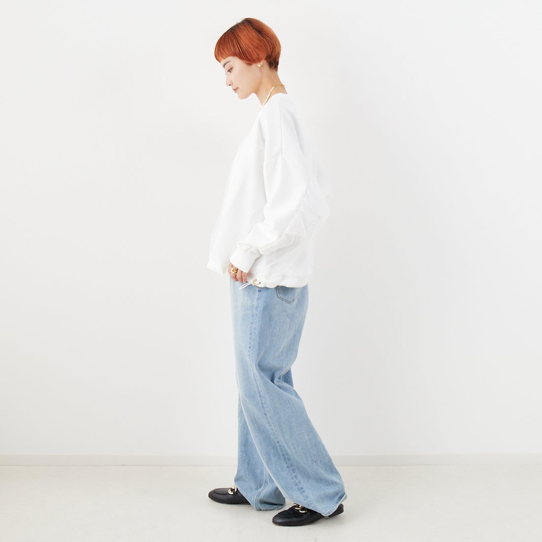 Jf Ready Made [ジェイエフレディメイド] ダンボールドルマンチュールプルオーバー [980-23006] ｵﾌ &&モデル身長：160cm 着用サイズ：F&&