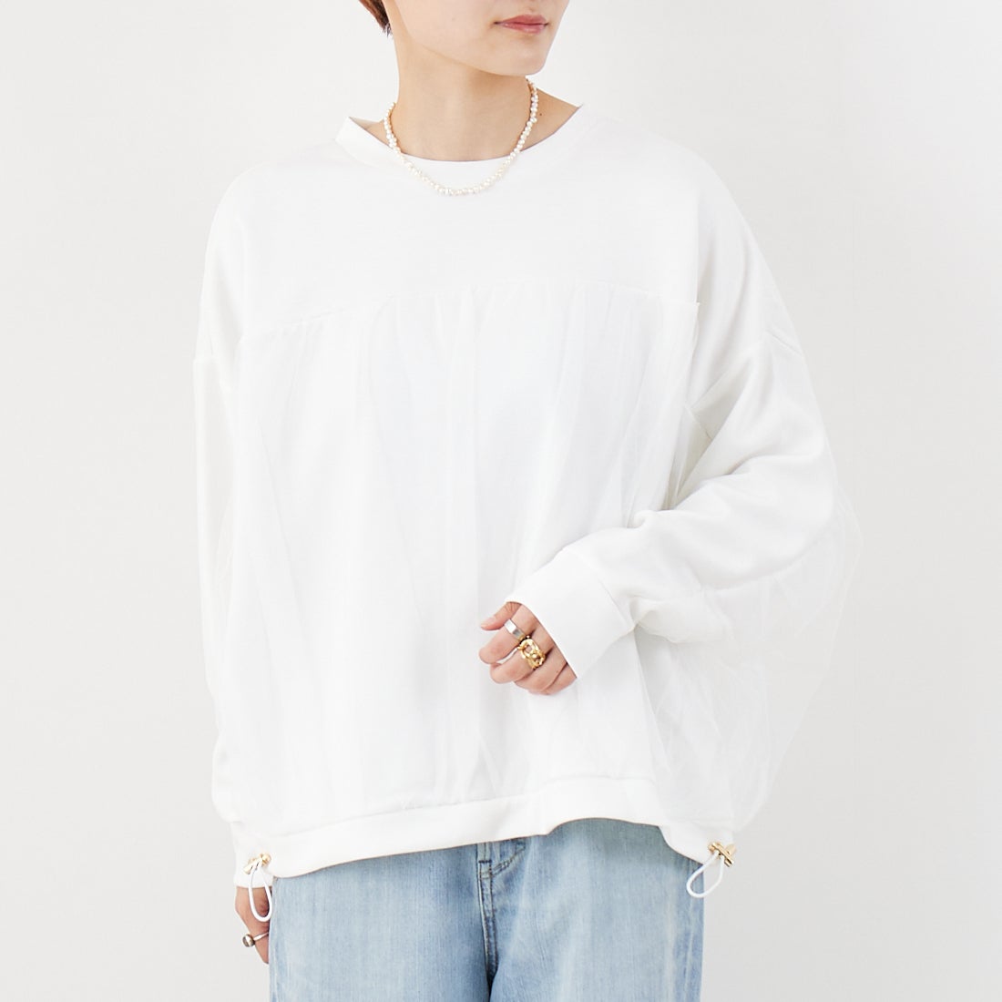 Jf Ready Made [ジェイエフレディメイド] ダンボールドルマンチュールプルオーバー [980-23006] ｵﾌ &&モデル身長：160cm 着用サイズ：F&&