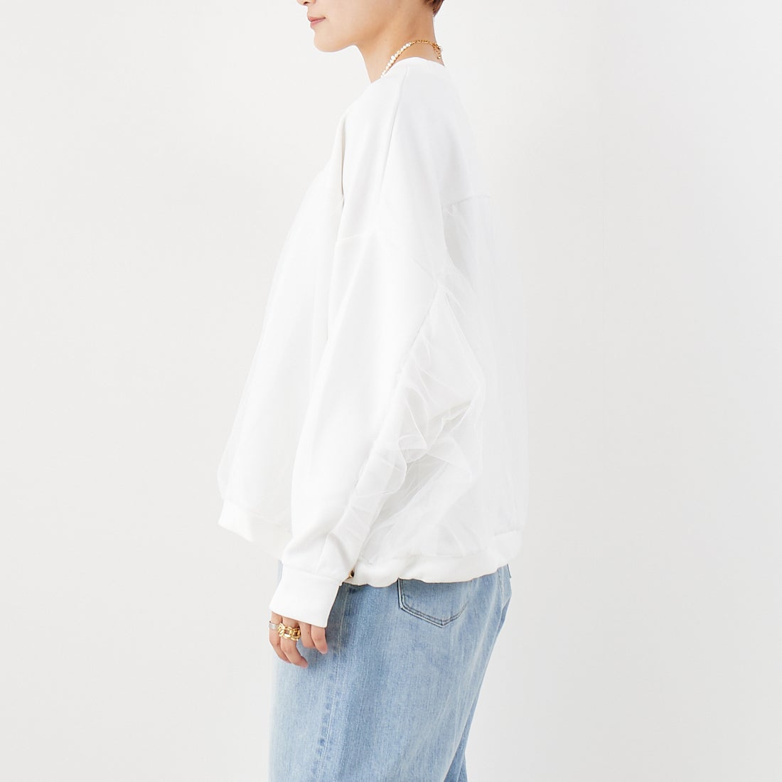 Jf Ready Made [ジェイエフレディメイド] ダンボールドルマンチュールプルオーバー [980-23006] ｵﾌ &&モデル身長：160cm 着用サイズ：F&&