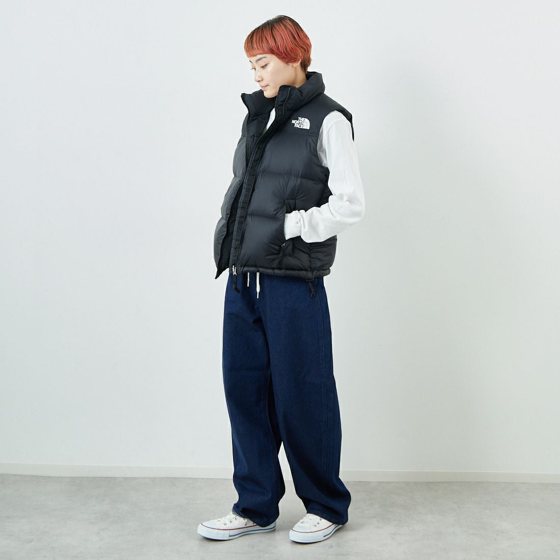THE NORTH FACE [ザ ノースフェイス] ヌプシベスト [NDW92557] K &&モデル身長：160cm 着用サイズ：L&&