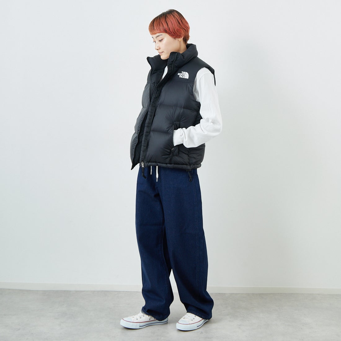 THE NORTH FACE [ザ ノースフェイス] ヌプシベスト [NDW92557] K &&モデル身長：160cm 着用サイズ：L&&