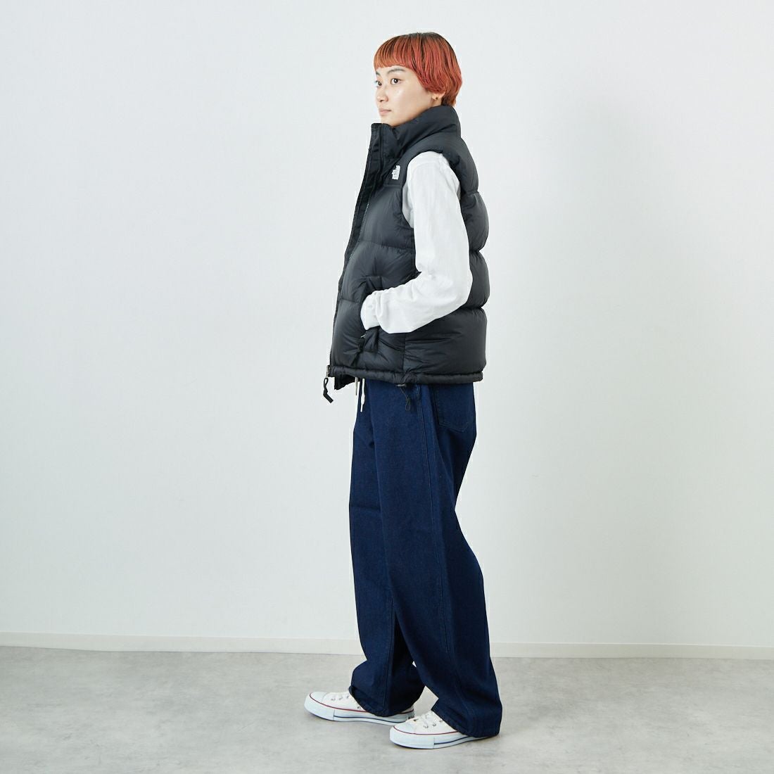 THE NORTH FACE [ザ ノースフェイス] ヌプシベスト [NDW92557] K &&モデル身長：160cm 着用サイズ：L&&