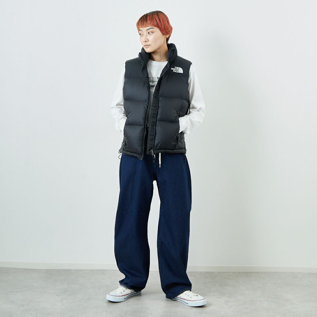 THE NORTH FACE [ザ ノースフェイス] ヌプシベスト [NDW92557] K &&モデル身長：160cm 着用サイズ：L&&