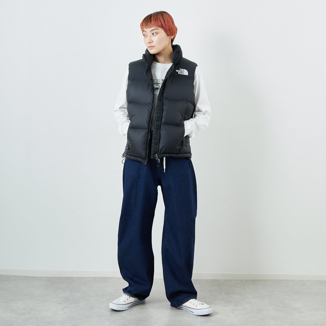 THE NORTH FACE [ザ ノースフェイス] ヌプシベスト [NDW92557] K &&モデル身長：160cm 着用サイズ：L&&