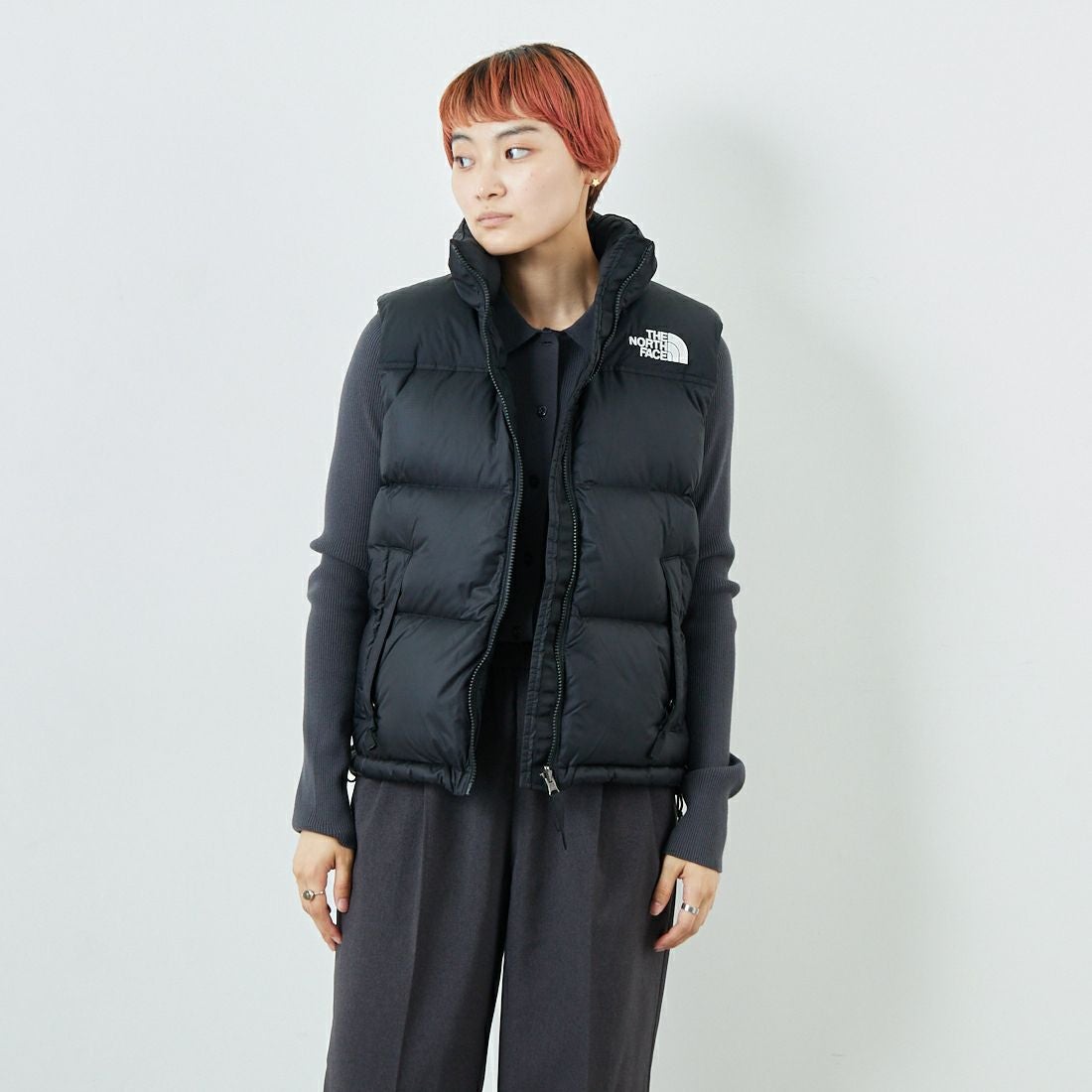 THE NORTH FACE [ザ ノースフェイス] ヌプシベスト [NDW92557] K &&モデル身長：160cm 着用サイズ：L&&