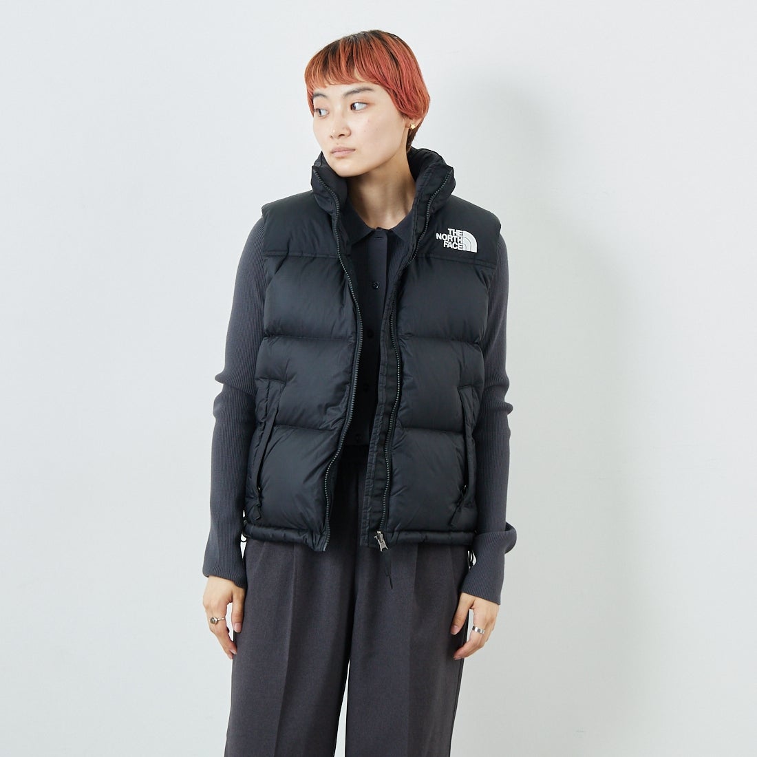 THE NORTH FACE [ザ ノースフェイス] ヌプシベスト [NDW92557] K &&モデル身長：160cm 着用サイズ：L&&