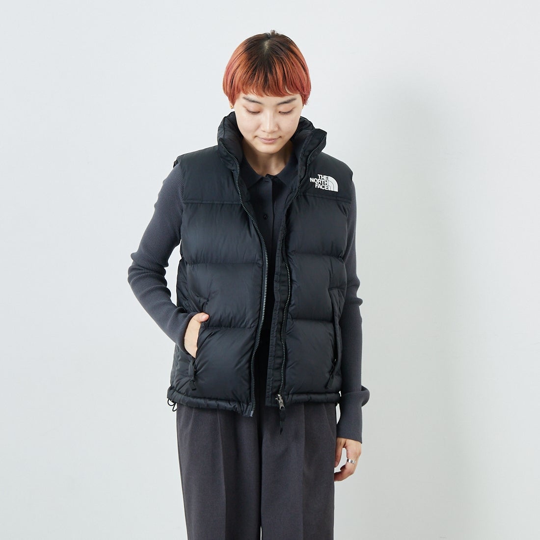 THE NORTH FACE [ザ ノースフェイス] ヌプシベスト [NDW92557] K &&モデル身長：160cm 着用サイズ：L&&