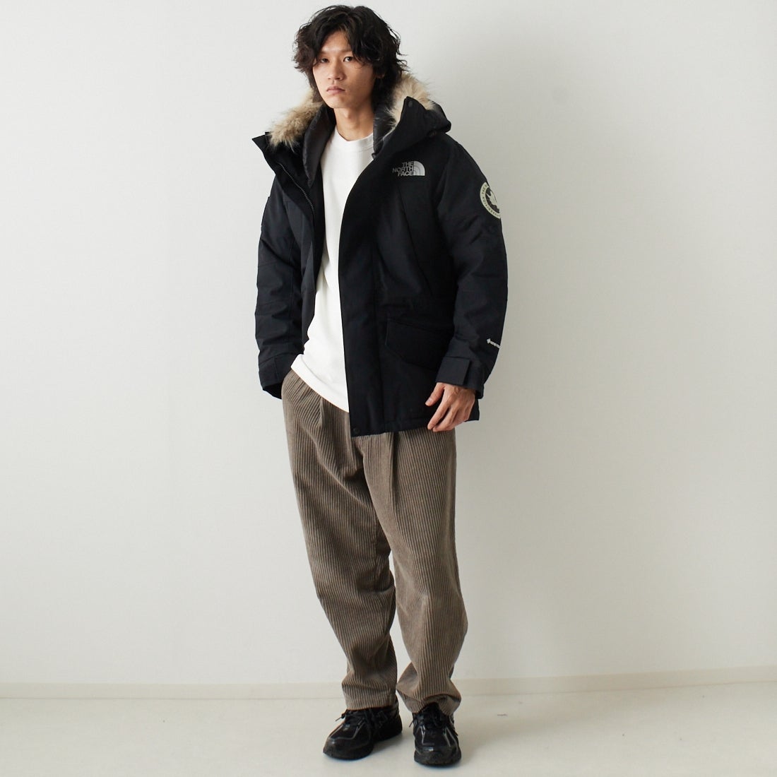 THE NORTH FACE [ザ ノースフェイス] アンタークティカパーカ [ND92546] K &&モデル身長：182cm 着用サイズ：M&&