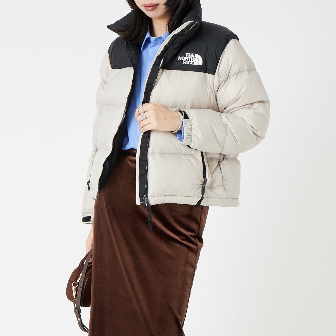 THE NORTH FACE [ザ ノースフェイス] ショートヌプシジャケット [NDW92555] FK &&モデル身長：162cm 着用サイズ：S&&