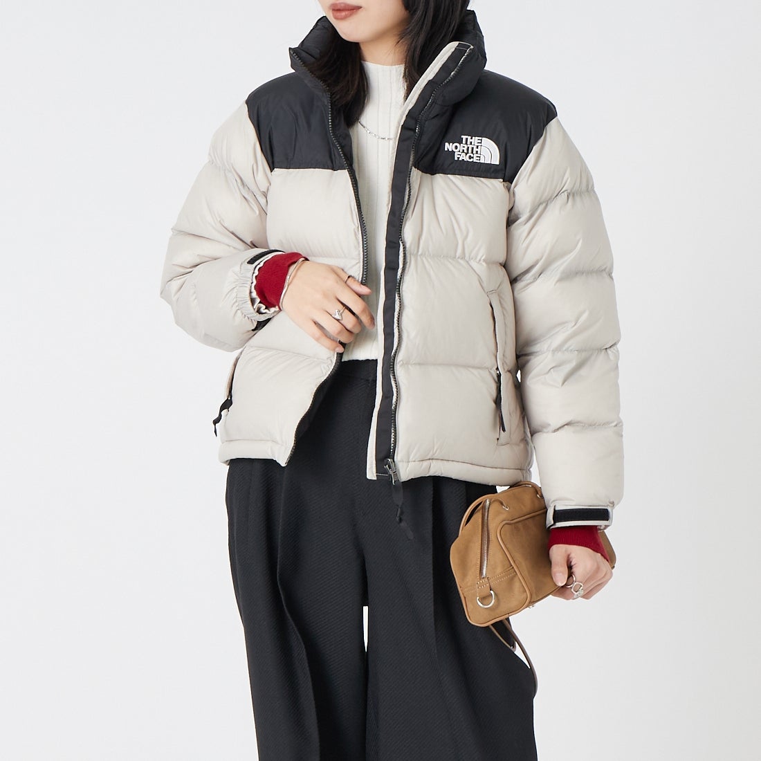 THE NORTH FACE [ザ ノースフェイス] ショートヌプシジャケット [NDW92555] FK &&モデル身長：162cm 着用サイズ：S&&