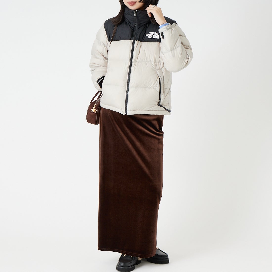 THE NORTH FACE [ザ ノースフェイス] ショートヌプシジャケット [NDW92555] FK &&モデル身長：162cm 着用サイズ：S&&