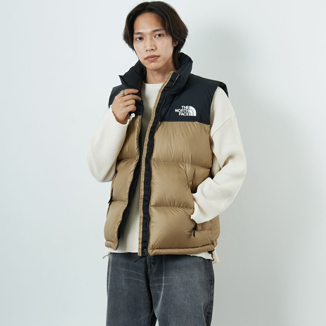 THE NORTH FACE [ザ ノースフェイス] ヌプシベスト [ND92557] CK &&モデル身長：179cm 着用サイズ：L&&