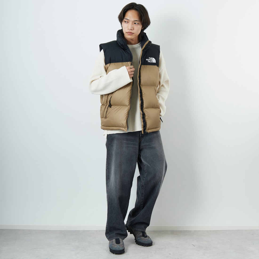THE NORTH FACE [ザ ノースフェイス] ヌプシベスト [ND92557] CK &&モデル身長：179cm 着用サイズ：L&&
