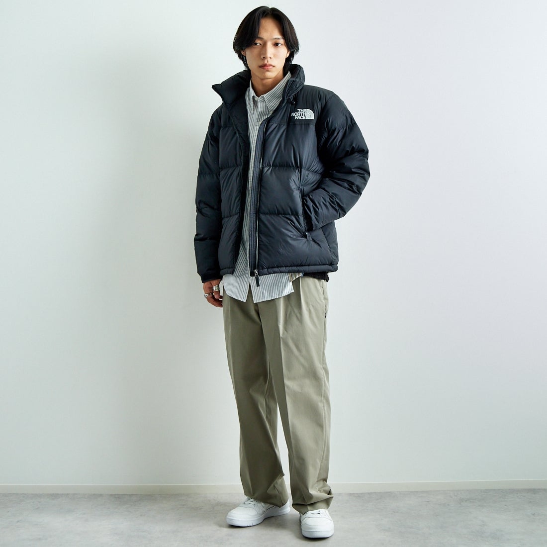THE NORTH FACE [ザ ノースフェイス] ヌプシジャケット [ND92555] K &&モデル身長：179cm 着用サイズ：L&&