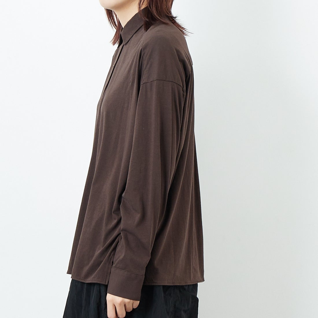 marmors [マルモア] ALBINI カットソーシャツ [0225301102] BROWN &&モデル身長：167cm 着用サイズ：36&&