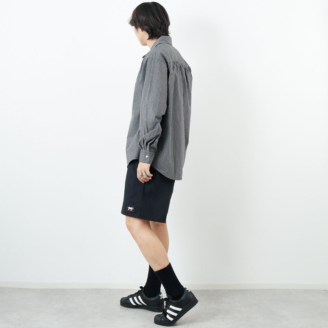 The Endless Summer [エンドレスサマー] ハンティントン ナイロンショーツ [SD-25574002] 01 BLACK &&モデル身長：179cm 着用サイズ：L&&