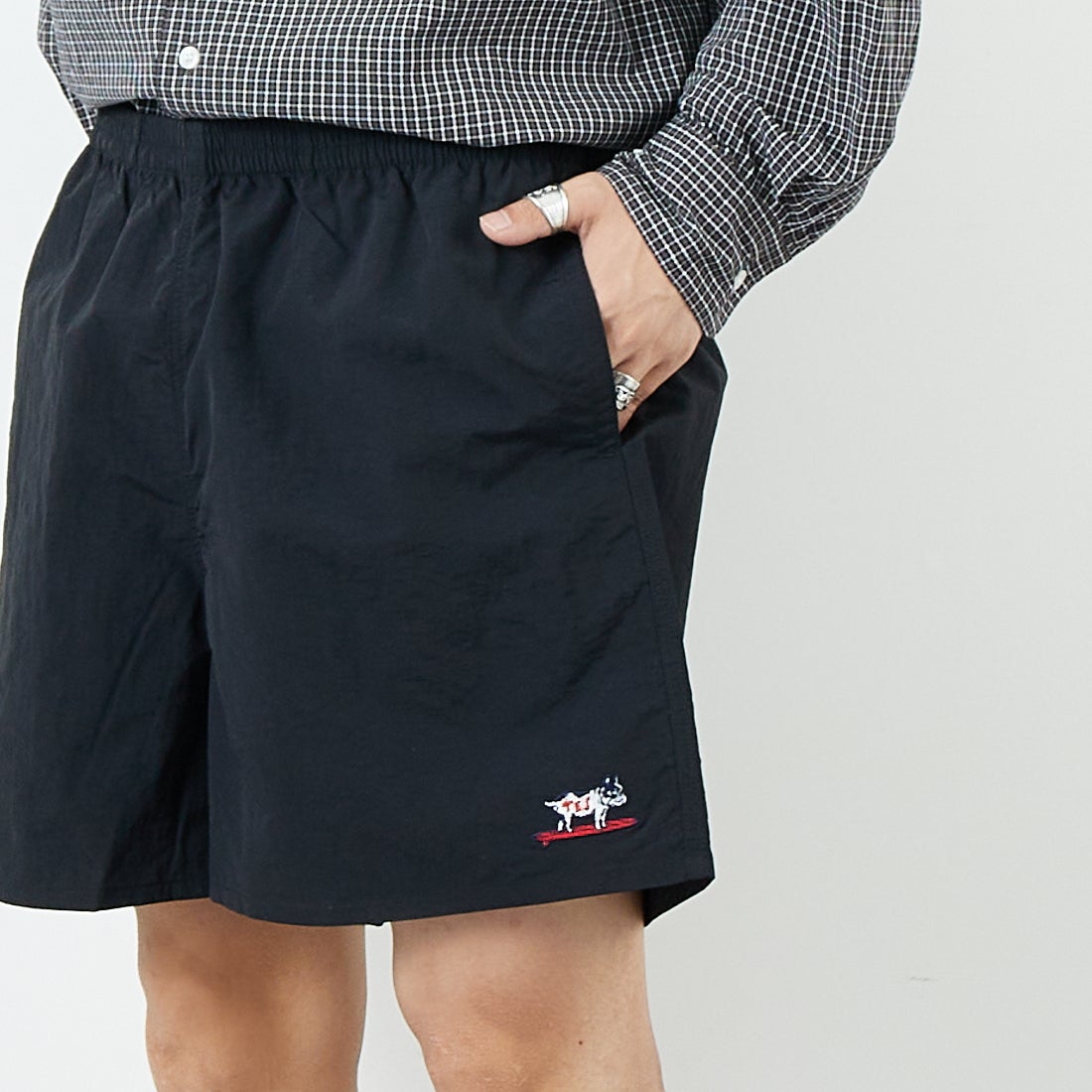 The Endless Summer [エンドレスサマー] ハンティントン ナイロンショーツ [SD-25574002] 01 BLACK &&モデル身長：179cm 着用サイズ：L&&