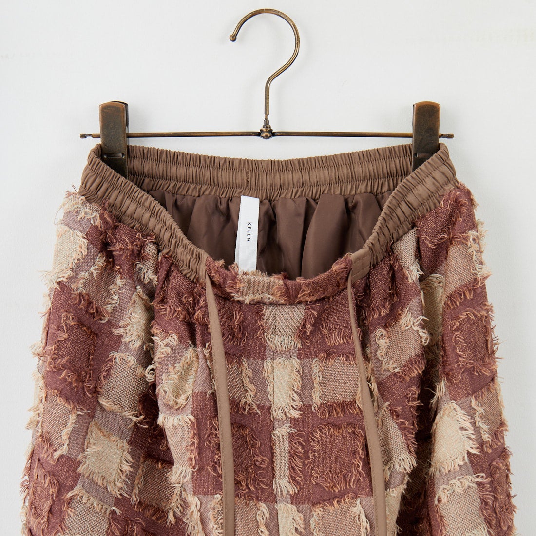 Kelen [ケレン] フリンジチェックワイドパンツ [LKL25FPT2105] BROWN