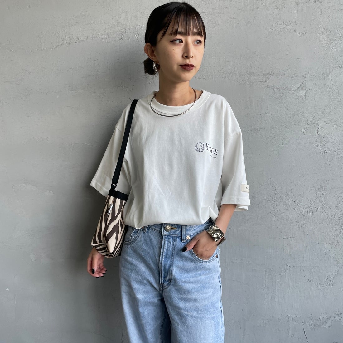 NORDISK [ノルディスク] 別注 HYGGE フィッシュバックプリントTシャツ [NU11502-JF] WHITE &&モデル身長：150cm 着用サイズ：44&&