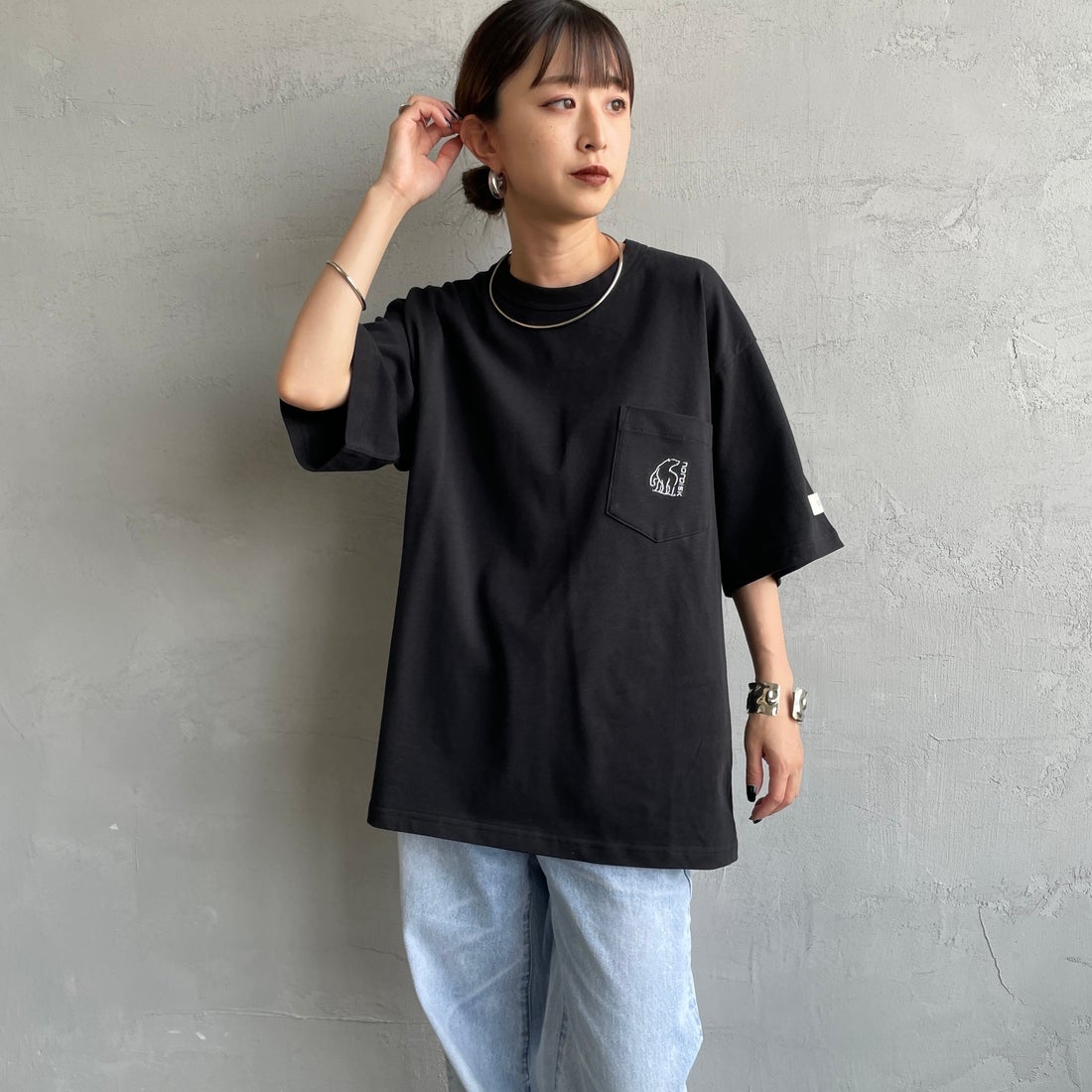 NORDISK [ノルディスク] 別注 ワンポイントポケットTシャツ [NU11505-JF] BLACK &&モデル身長：150cm 着用サイズ：44&&