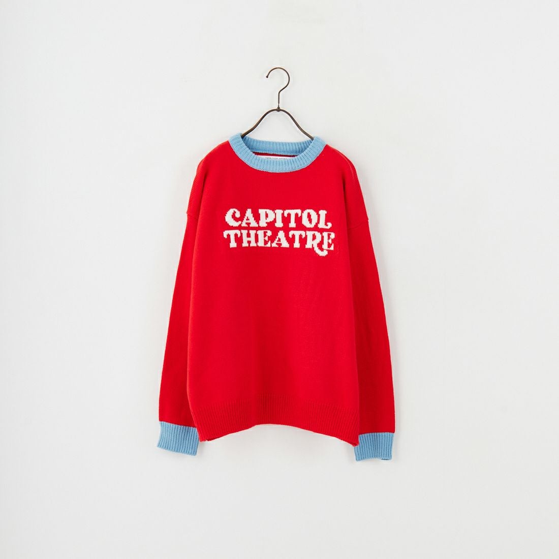 LOGAN Knitting Mills [ローガン ニッティング ミルズ] 別注 クルーネック 配色ジャガードロゴニット [LG-25FW28IN-JF] RED