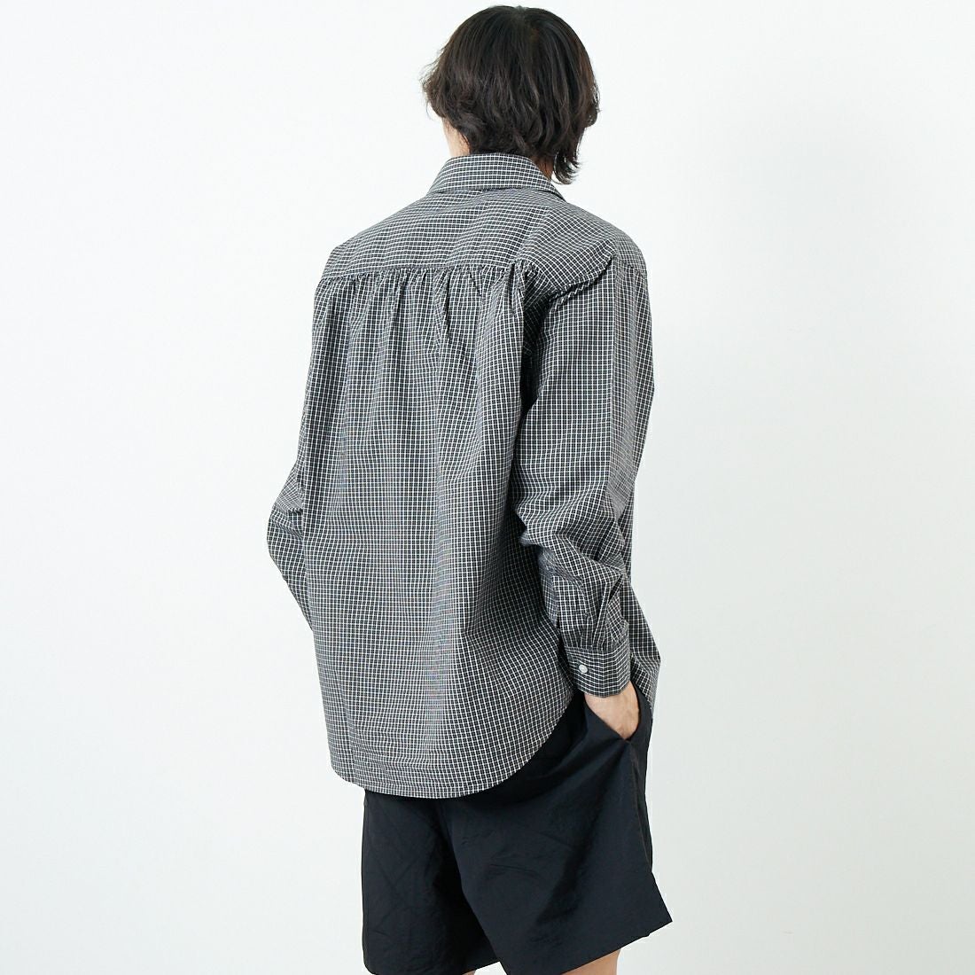 VALTA [ヴァルタ] 別注 シャーリングシャツ [VA25SS3042A-JF] CH530 BRN &&モデル身長：179cm 着用サイズ：M&&